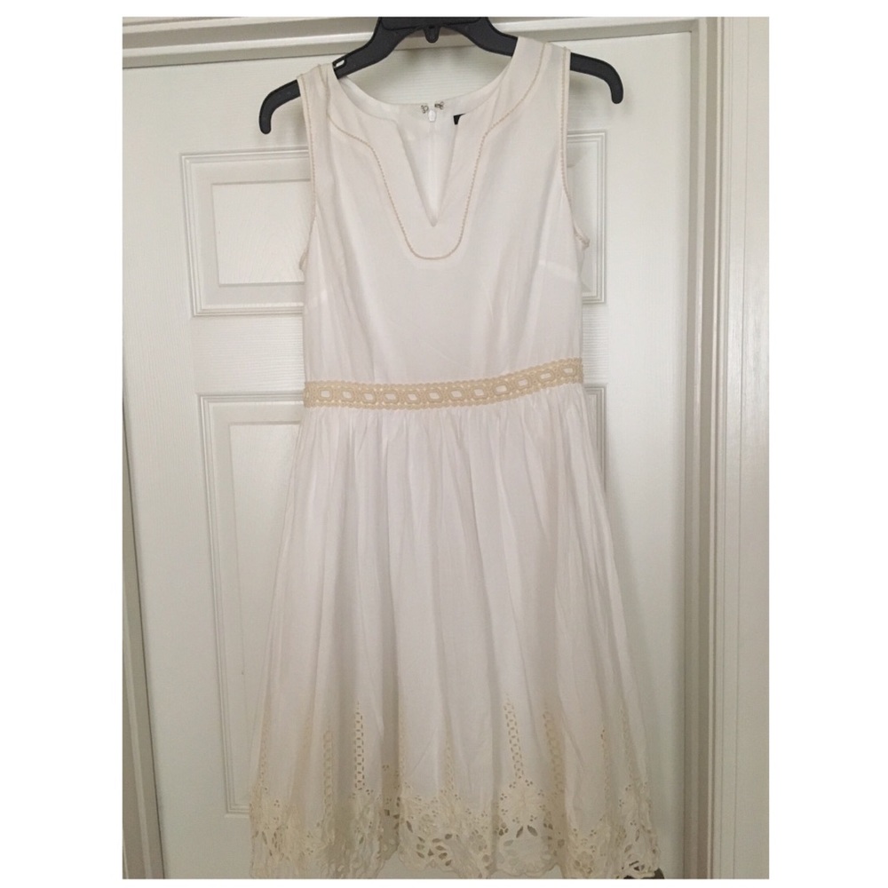 Ann Taylor White fit and flare embroidered dress